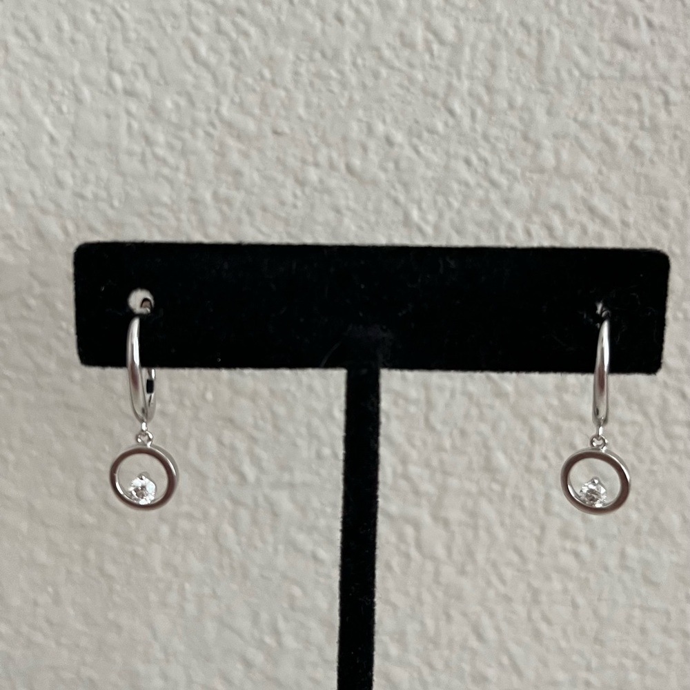 Gorgeous Shane Co 14KT White Gold Earrings with Round 0.1 CT Natural Diamonds